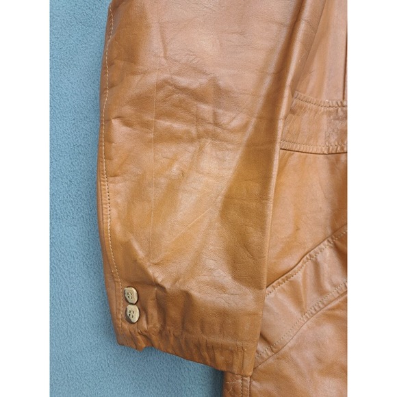 Vintage 1970s Sears The Leather Shop Men's Jacket Brown Zip Out Lining Size 40 - Picture 6 of 11